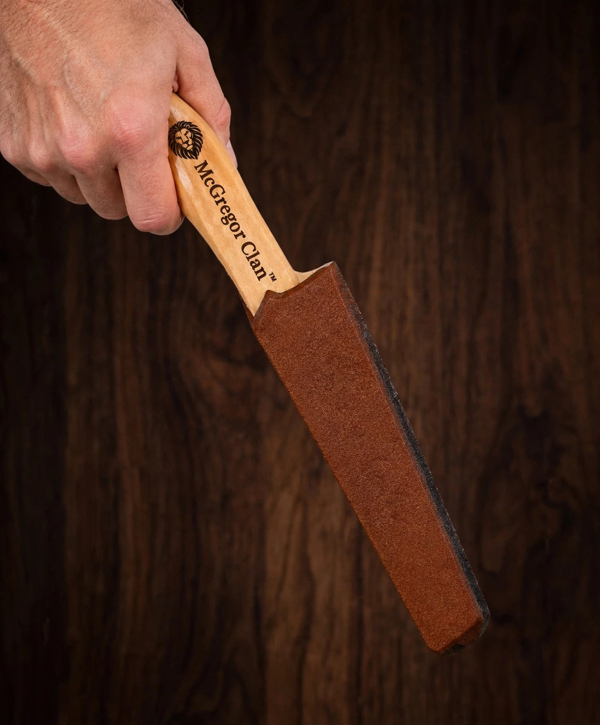 McGregor Clan Wooden Foot Scrub held in hand