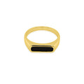 Men's Black Onyx Slim Signet Ring - Sterling Silver Gold Vermeil