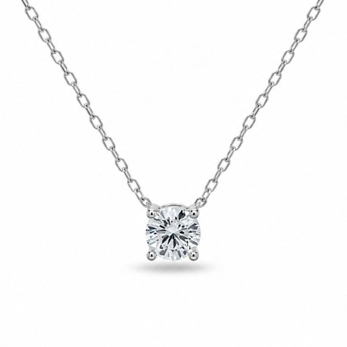 Sterling silver lab diamond solitaire necklace 0.50ct