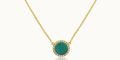 Sterling Silver Gold Vermeil CZ Halo Turquoise Necklace