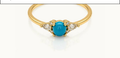 Sterling Silver Gold Vermeil CZ and Turquoise Ring