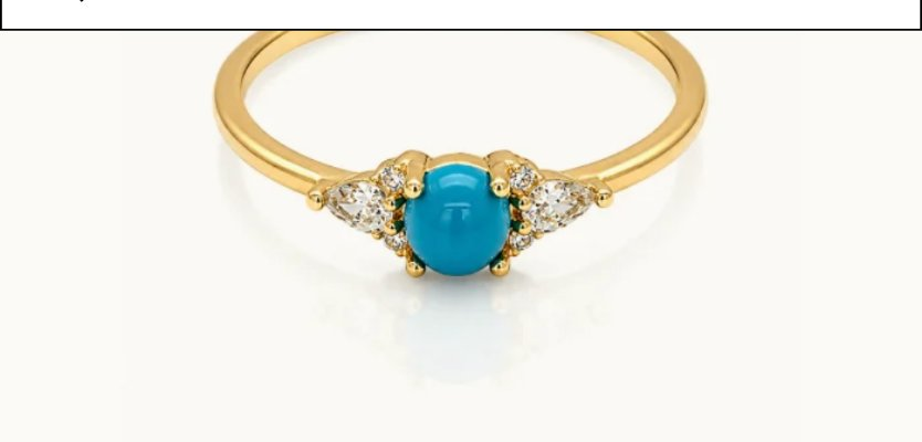 Sterling Silver Gold Vermeil CZ and Turquoise Ring