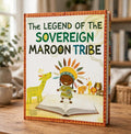 The Legend of the Sovereign Maroon Tribe book standing on a wooden desk