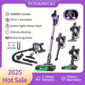 Cordless 10-in-1 stick vacuum cleaner with anti-tangle brush head and green light