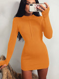 McGregor Clan-Sexy Long Sleeve Black Skinny Elastic Autumn Spring New Solid Fashion Women Party Dress
